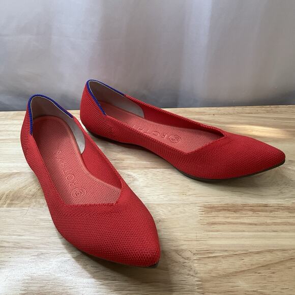 Rothy's "The Point" Pointed Toe Red Slip On Flats Shoes Women’s 7.5 Pre Owned - Picture 10 of 11
